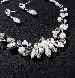 Moda Bride Akcesoria Korony Klejnot Naszyjnik Kolczyki, Europejska i USA Pearl Jewelry Moda Biżuteria Bridal Set