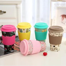 Partihandel 8.5 * 13cm Novelty Bambu Fiber Pulver Muggar Kaffekoppar Mjölk Dricka Cup Travel Gift Eco Friendly Gratis DHL Shipping