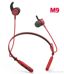 M9 sem fio bluetooth fone de ouvido suporte pescoço esporte magnético super baixo fone pendurado pescoço esporte para iphone xr xs max para samsung s10 ar