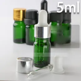 2019 Najnowszy Hurtownie 5ml Zielony Szkło Odczynnik Pionowy Pipetowy Butelki Upadek oczu 5 ml Olejki eteryczne Perfumy Butelki Bulk Stock