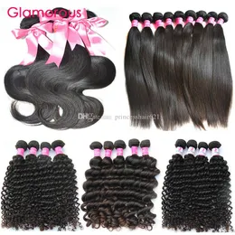 Glamorous 10Pcs/lot Human Hair Weaves Wholesale 8-34 Inch Brazilian Hair Bundles Most Popular Straight Body Wave Curly Human Hair Extensions