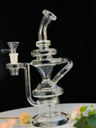 Heady Glass Bongs Huckah/Hot Recycler Glass Bong 유리 흡연 파이프 유리 물관 토네이도 및 랜턴 콤보 10 인치 높이 14mm 조인트 크기 (GB-395)