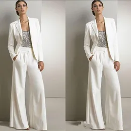 Yeni Modern Beyaz İki Adet Gelin Annesi Pantolon Takım Elbise Düğün Konuk Elbise Artı Boyutu Abiye Ceketler