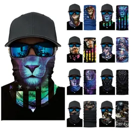 Multi-Function Head Scarf Tiger Skriv ut Cykling Masker Animal Skelett Magic Scarf Halloween Party Masks 25Style T2I51110