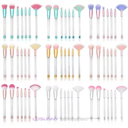 7pcs Makeup Brush Set Diamond Pro Highlighter Brushes Concealer Make Up Brush Crystal Kwasten Set with empty handle can be refilled 100sets