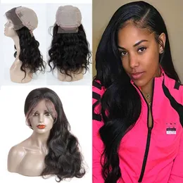 Brasilianska Virgin Hair Lace Front Paryker med Baby Hair 18 tums Kroppsvåg 360 Full Lace Front Pärlor Naturlig färg kan färgas