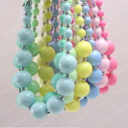 New Arrivel Solid Color Candy Acrylic Kid Chunky Beads Necklace Fashion Bubblegume Bead Chunky Necklace Jewelry Baby Kid Girl