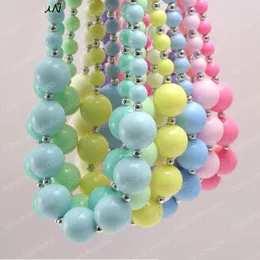 New Arrivel Solid Color Candy Acrylic Kid Chunky Beads Necklace Fashion Bubblegume Bead Chunky Necklace Jewelry Baby Kid Girl