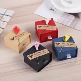 Hot sale kraft paper jewelry box ring earrings jewelry box 5.2*5.2*3.5cm specification box eight styles to choose from WCW194