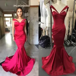 Michael Costello Red Evening Dresses Off Shoulder Sweetheart Pleats Mermaid Long Prom Party Dresses Formal Dress