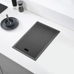 Hidden Black Kitchen Sink Single Bowl Bar Small Size Rostfritt stål balkong dold202x