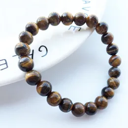 New Natural Tiger Eye Stone beaded Bracelets 8MM Yoga Balance Beads Buddha Prayer Elastic Bangles For Men Women Jewelry Gift