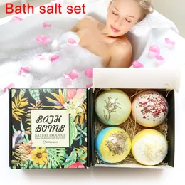 4pcs sal de banho bomba Bola Óleo Essencial bolha Natural Hidratar Relaxamento presente o Corpo Skin Care Beleza sal de banho Set