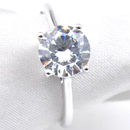 Venta al por mayor 5 piezas LuckyShine mujeres rhinestone cristalino redondo blanco cristal anillos 925 plata esterlina plateado amigo regalo anillos de boda