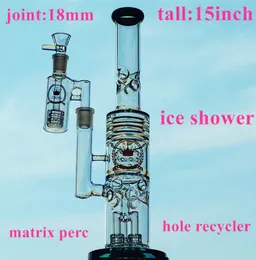 Corona Cam Bong, Petrol Teçhizatları, Recycler Banger Askı, 18 mm dab kuleleri, renk dekor. 16 inç yükseklik