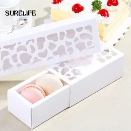 30pcs White Hollow Macarons Box Cookie Package Baking Small Cake Box for Chocolate Muffin Biscuits Wedding Party Decor