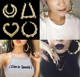 Oversized bamboo earrings Europe and the United States exaggerated golden big circle hiphop hip-hop nightclub earrings WY500