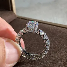 Luxury Jewelry 925 Sterling Silver Oval Cut White Topaz CZ Diamond Gemstones Women Wedding Engagement Party Bridal Ring For Lovers' Gift