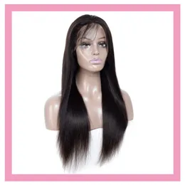 Peruvian Human Hair 13*4 Lace Front Wig Silky Straight Natural Color Mink 12-32inch Wigs Free Part