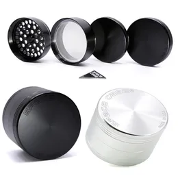 Grinder de erva de estojo espacial Liga de alum￭nio de 63 mm de tabaco 4 camadas espacecase Black Silver Smoking Acessores