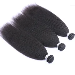 Kinky Straight Mongolian Human Hair Weaves Extensions Italian Coarse Yaki Virgin Human Hair Bundles Deals 3Pcs Lot 10-30" Hair Weaving