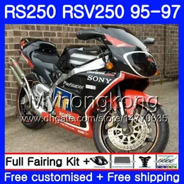 Kropp för Aprilia RS-250 RSV250 RS250 1995 1996 1997 Bodwork 319HM.6 RSV250RR Svart röd topp RS250R 95-97 RSV 250 RR RS 250 95 96 97 FAIRING