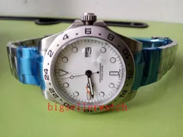 Lyxklockor Mens Watch Exp 16570 White Dial Men's Sports Wrist Watch Män Klockor Rostfritt Stål Folding Clasp Original Box