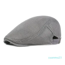 Partihandelsklättring Plattlock Retrostil Justerbar bomullslinne Mesh toppade Scally Newsboy Hat Outdoor Camping Headwear Tillbehör