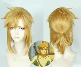 Frete grátisAnime Dark Gold Hair A Lenda de Zelda: Respiração da Peruca Selvagem Cosplay Link