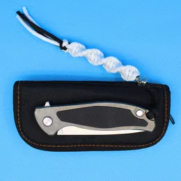 New Ball Bearing Flipper Folding Knife D2 Stone Wash Blade CNC TC4 Titanium Alloy & G10 Handle EDC Knives With Nylon Bag