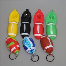 Portable football Hand Spoon Pipe Silicone Shisha Pipes with glass bowl Tabacco Smoking Water Pipes Hookah Bongs pipes Free shipping