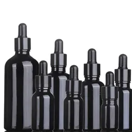 10ml 15ml 20ml 30ml 50ml 100ml vuoto in vetro nero olio essenziale contagocce bottiglia cosmetica di imballaggio Contenitori