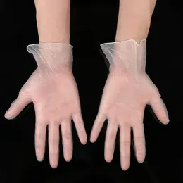 100ピース/パックの使い捨て可能なポリ塩化ビニールの手袋保護アンチダストグローブキッチン食器洗い防水保護手袋CCA12018