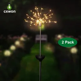 Lâmpada de fogos de artifício de fogos de artifício LED de energia solar quente 90pcs 150pcs LEDs Luzes de corda de decoração de férias com 8 modos de trabalho Luz da paisagem ao ar livre