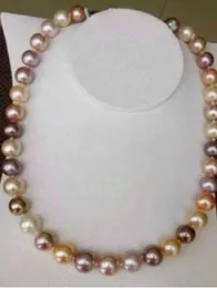 envΔtishermosa de 12-13mm Blanco RosaP￺rpuraMulticolor Collar de Perlas 18 Pulgadas