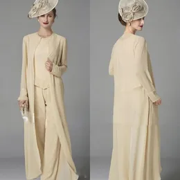 Crystal Lan Ting Bride Pantsuit Three Piece Set With Jacket Wraps And Long Sleeves Plus Size Chiffon Jewel Neck Wedding Guest Pants Suit 2020 From Haiyan4419 105.25 DHgate.Com