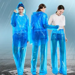 Split Disposable Raincoats PVC One-Time Poncho Ride Motorcycle Rain Coat Overalls Waterproof Rain Pants Suit Protective Cloth GGA3367-1