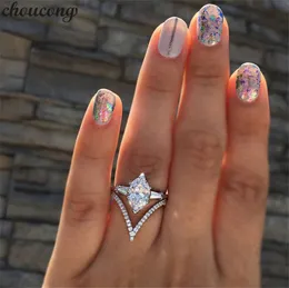 choucong V Promise Ring Set 925 sterling Silver 3ct Diamond Engagement Wedding Band Rings For Women men Finger Jewelry