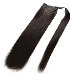 HotSale 100% Human Remy Hair Natural Svart Färg Ponytail Horsetail Clips In / On Extension Gratis DHL