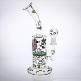 Honeycomb Percolato Cartoon Glass Bong med skål 11 inches Tall Rökning Vattenrör Fog 14.4mm Två Funktion Olje Rigar Hookahs Dab Rig