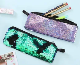 Mermaid Sequins Makeup Pouch For Women Cute Pencil Case Student Zipper Clutch Handbag Cosmetic Storage Bag Pencil Bags DHL Free