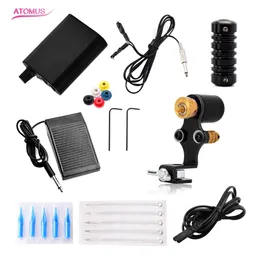 Atomus Profesional Tattoo Machine Kit Rottary Pemanent Makeup Gun with Grip and Neddles for Body Artist Beginner