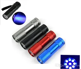 Aluminium Blacklight Atrament Marker 9LED Ultra Violet Mini Portable Latarka Latarka Srebrna Darmowa Wysyłka 3AAA AK027