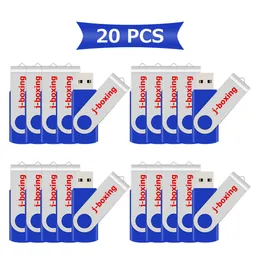 Blå bulk 20st 32GB USB-flash-enheter Swivel Roterande metall Flash Memory Stick 32GB för dator Laptop Tablet Thumb Pen Drives Store