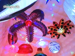 Customized Strange Lighting Inflatable Flower 2m Diameter Hanging Flower With Light For Wall And Party Decoration