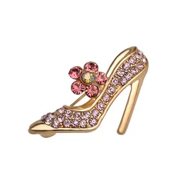 New Arrival Bling Full crystal High heels Brooches Rhinestone Dance shoes Collar Lapel Pins Badge For Women Men Jewelry Gift