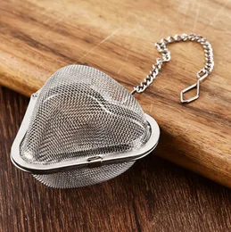 Rostfritt stål retikulärt hjärta form Tea Strål Teas Infuser Silvery Hem Praktisk Hook Säsong Paket Nya Teaskrainer Durable LX7199