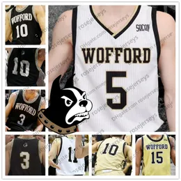 Özel Wofford Terriers College Basketball Siyah Altın Beyaz Herhangi bir İsim Numarası #3 Fletcher Magee 33 Cameron Jackson 10 Nathan Hoover Forma