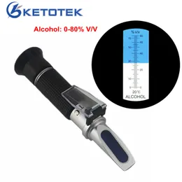0-80% V/V Portable Alcohol Refractometer ATC Refractometers Tools Liquor Alcohol Content Meter Detector Tester No Retail Box