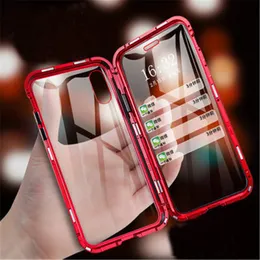 Adsorpcja magnetyczna szkła hartowana Case 360 ​​Połowa przednia i tylna panel dla iPhone 8 7 x XR XS Max Plus Samsung S8 S9 Plus Note 9 8